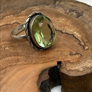 Vintage Green Gemstone Ring 925 Sterling Silver Women’s Size 6
